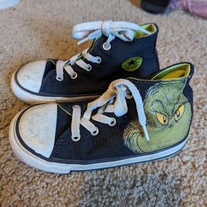 Dr Seuss Grinch black Hi top converse